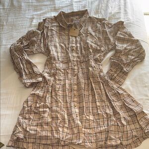 Blu Pepper  Checkered Dress in Brown and Cream